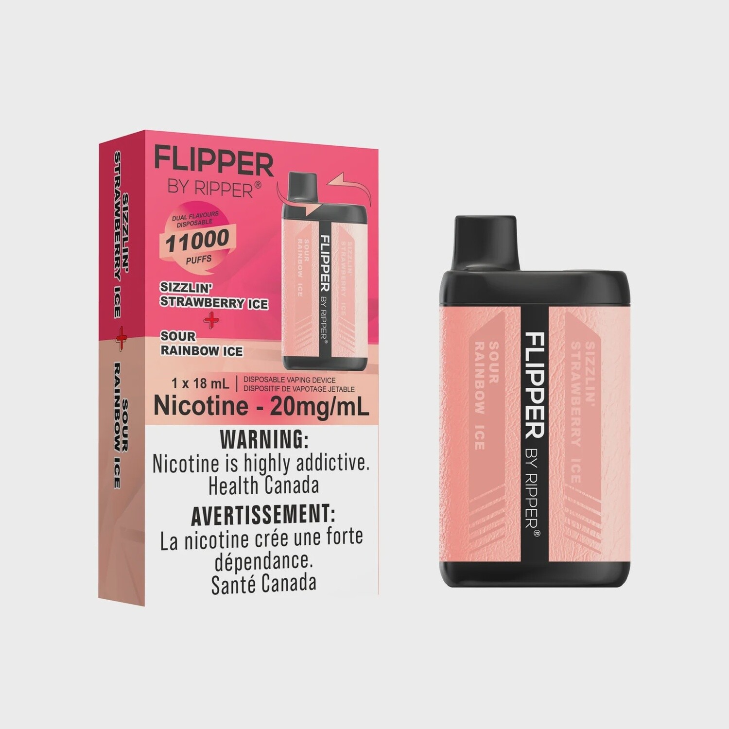 Flipper 11000 Puffs - Sizzlin&#39; Strawberry Ice + Sour Rainbow Ice
