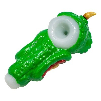 5" Green Scary Face Pipe
