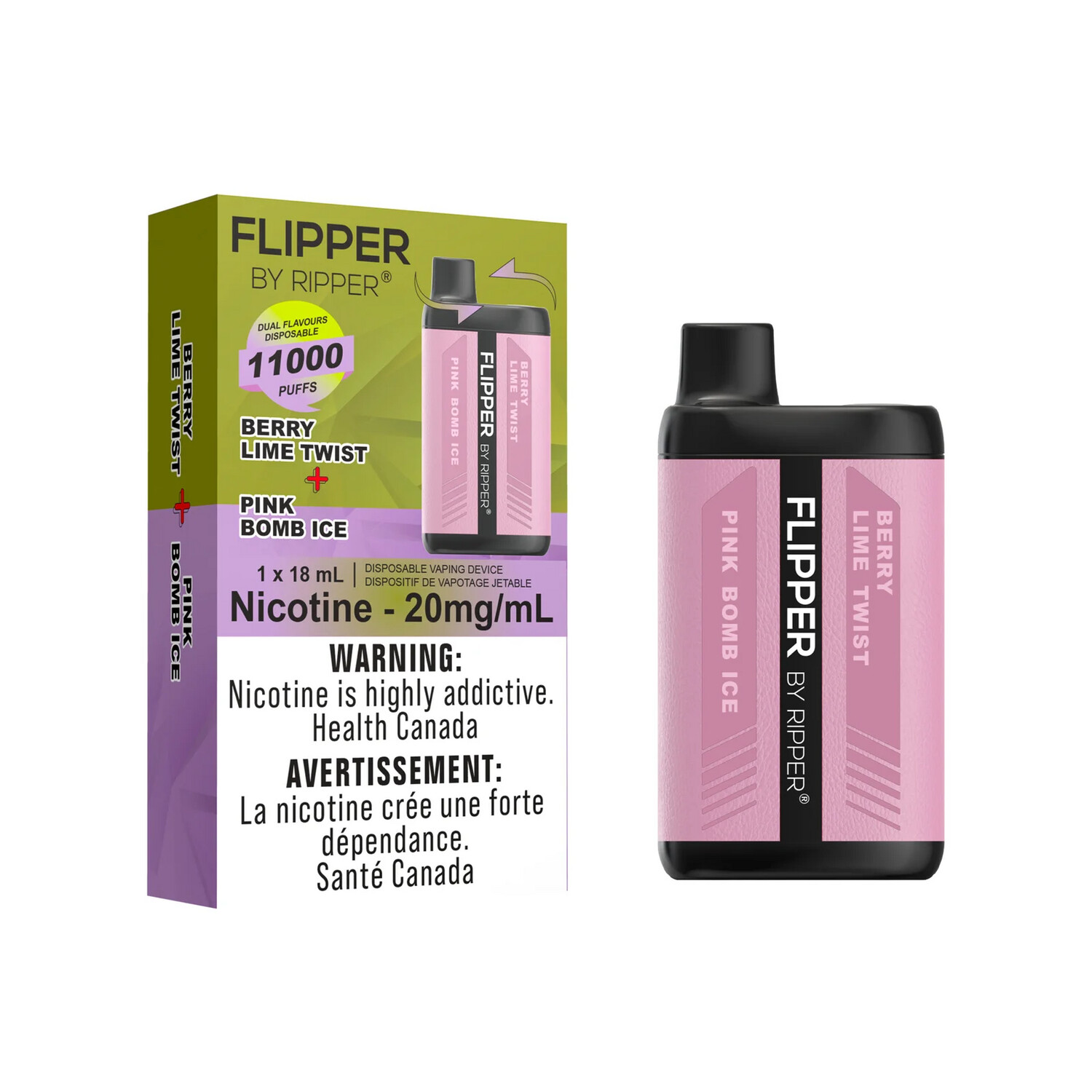 Flipper 11000 Puffs - Berry Lime Twist + Pink Bomb Ice