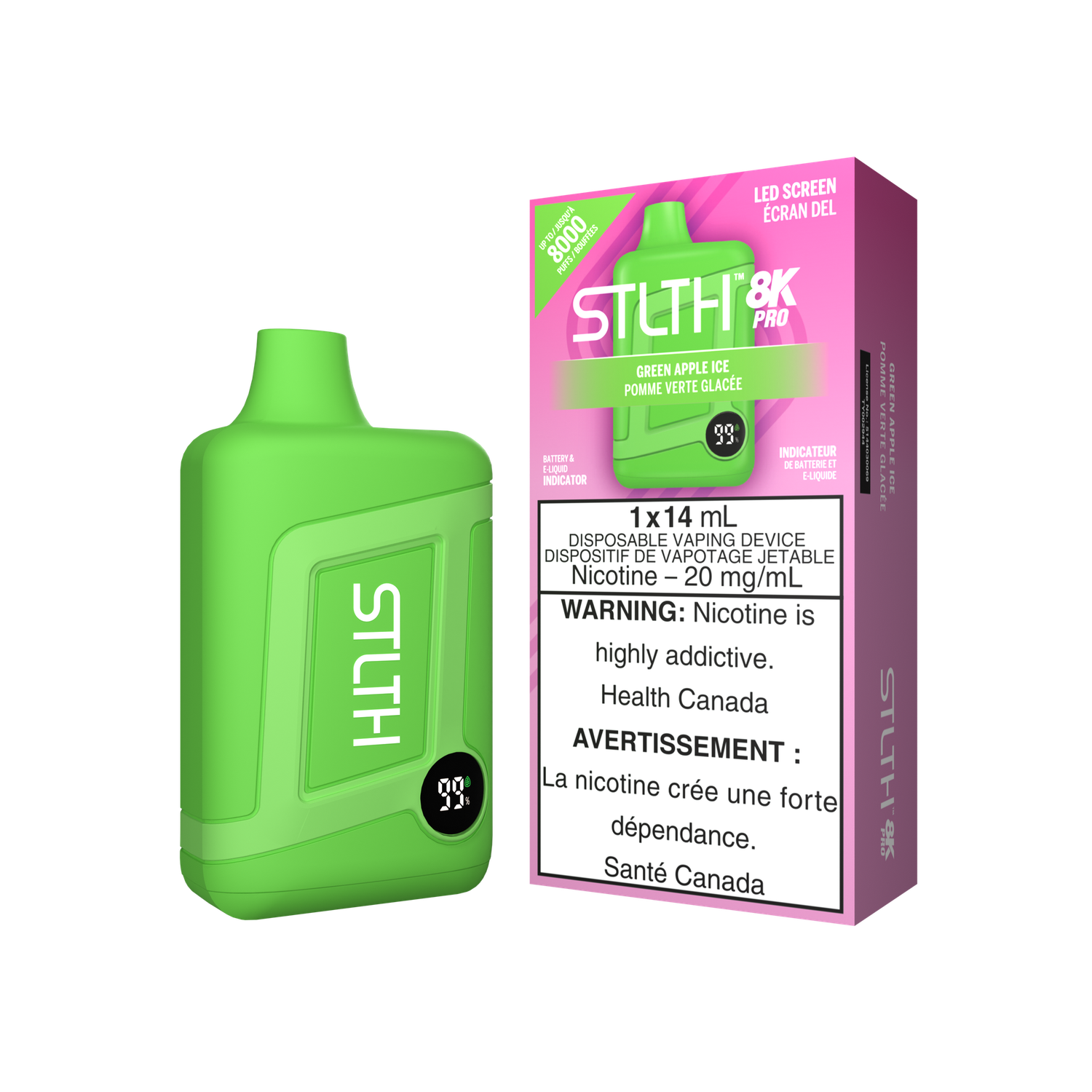 STLTH 8000 Puffs Pro - Green Apple Ice