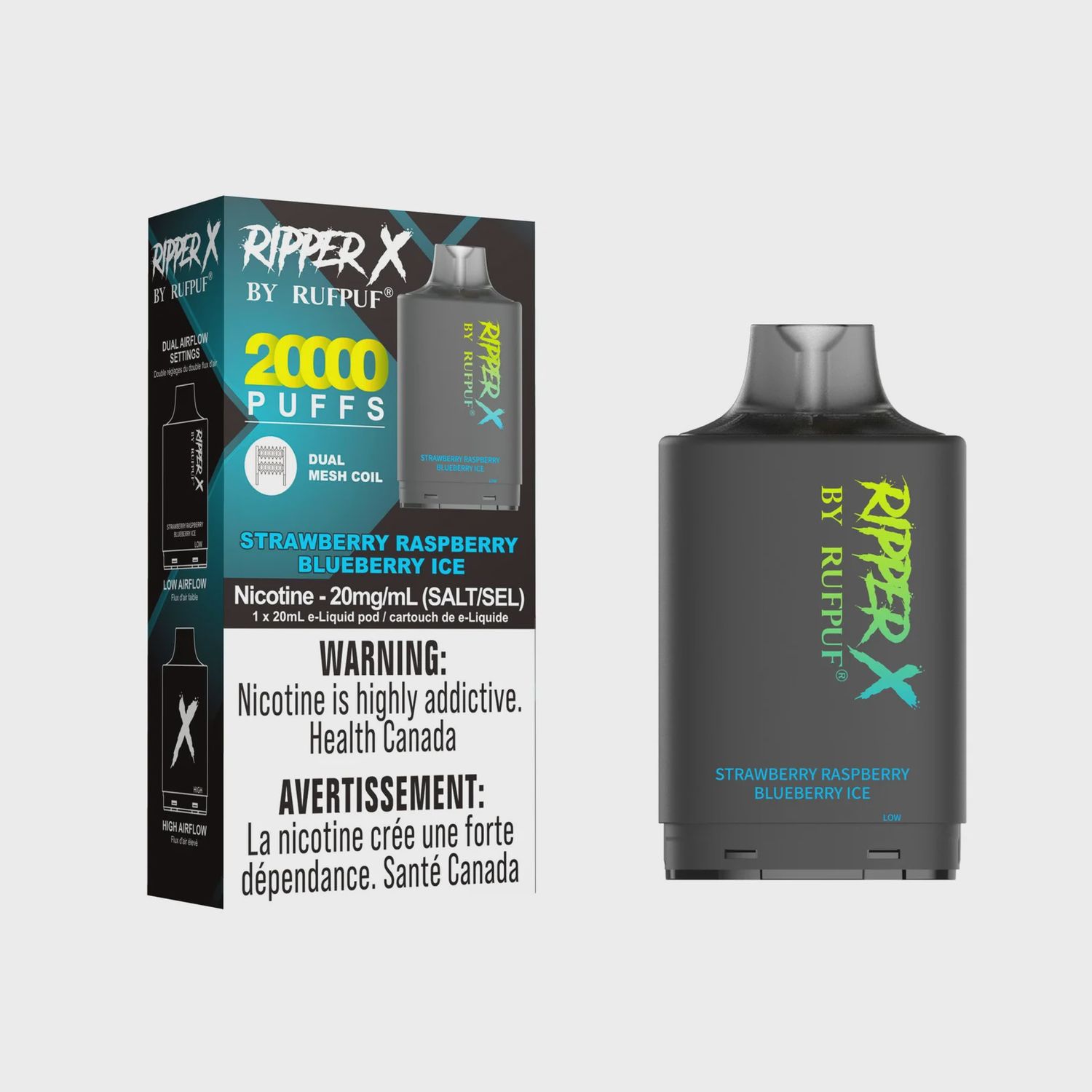 Ripper X 20,000 Puffs - Strawberry raspberry blueberry ice
