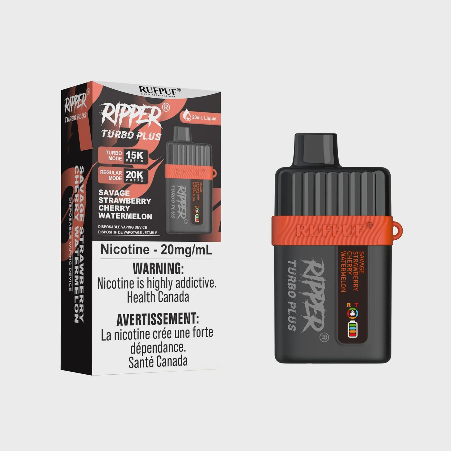 Ripper Turbo Plus 20,000 Puffs - Savage Strawberry Cherry Watermelon