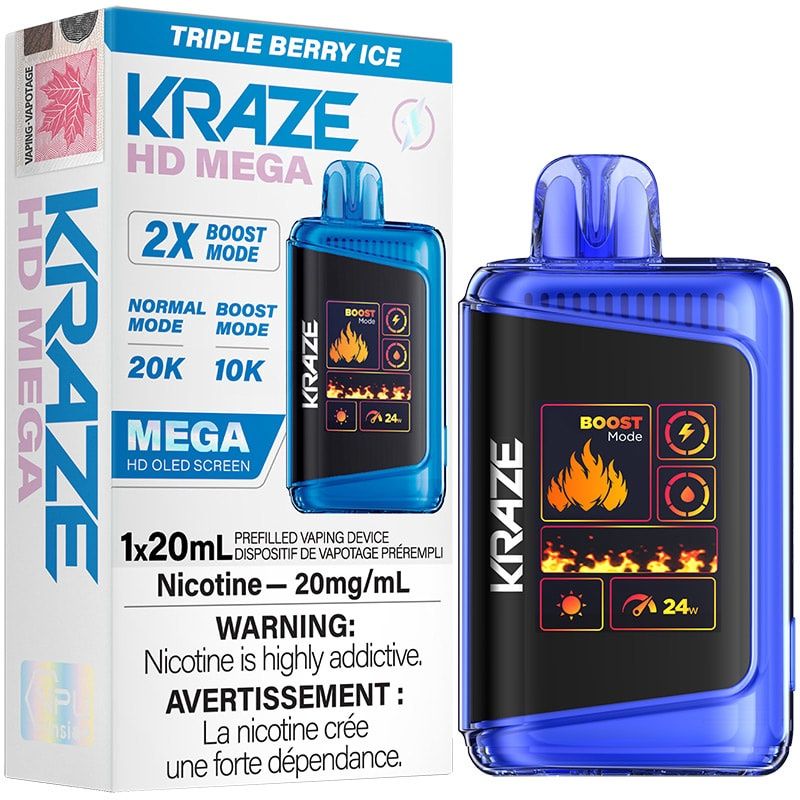 Kraze HD Mega 20,000 Puffs  - Triple Berry Ice