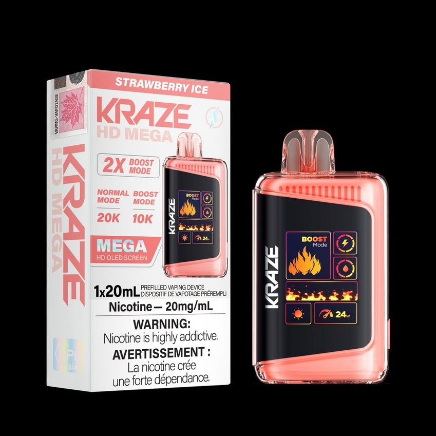 Kraze HD Mega 20,000 Puffs - Strawberry Ice
