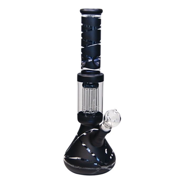 14&quot; Black Striped Tree Perculator Bong