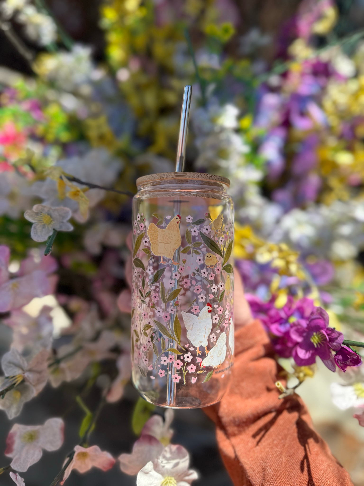 Pink Chicken Glass