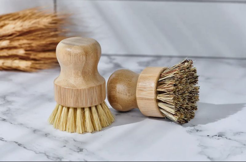 Bamboo Handle-Less Dish Scrubbing Brush