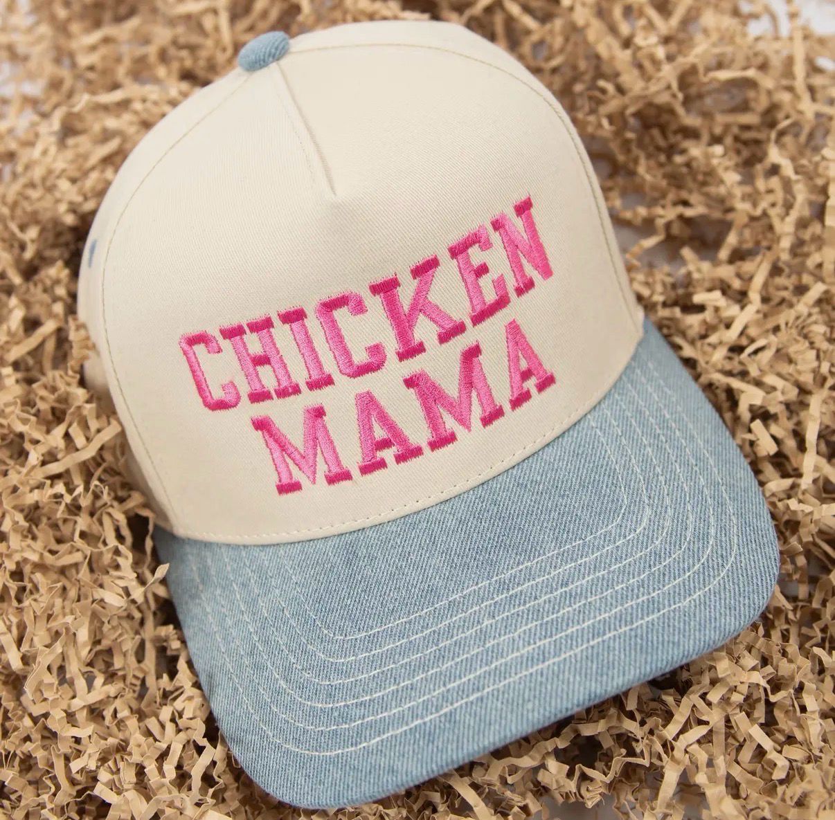 NEW: Denim Chicken Mama Hat