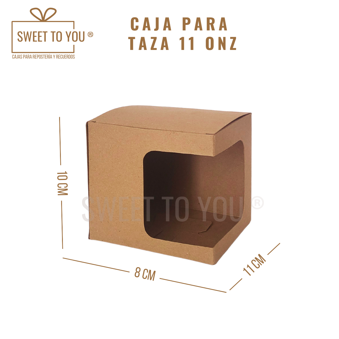 Caja para Taza Con Visor | 11 Onz | Kraft | 10*11*8 cm
