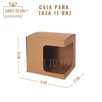 Caja para Taza | Con Visor | 11 Onz | Kraft | 10*11*8 cm