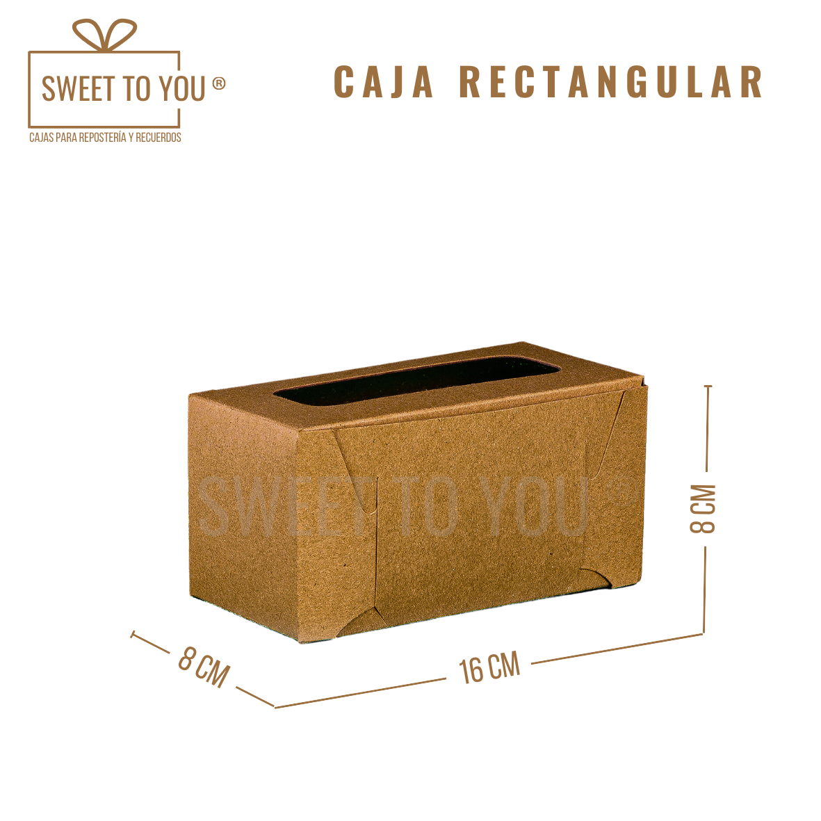 Caja Rectangular | Kraft | 16*8*8 cm