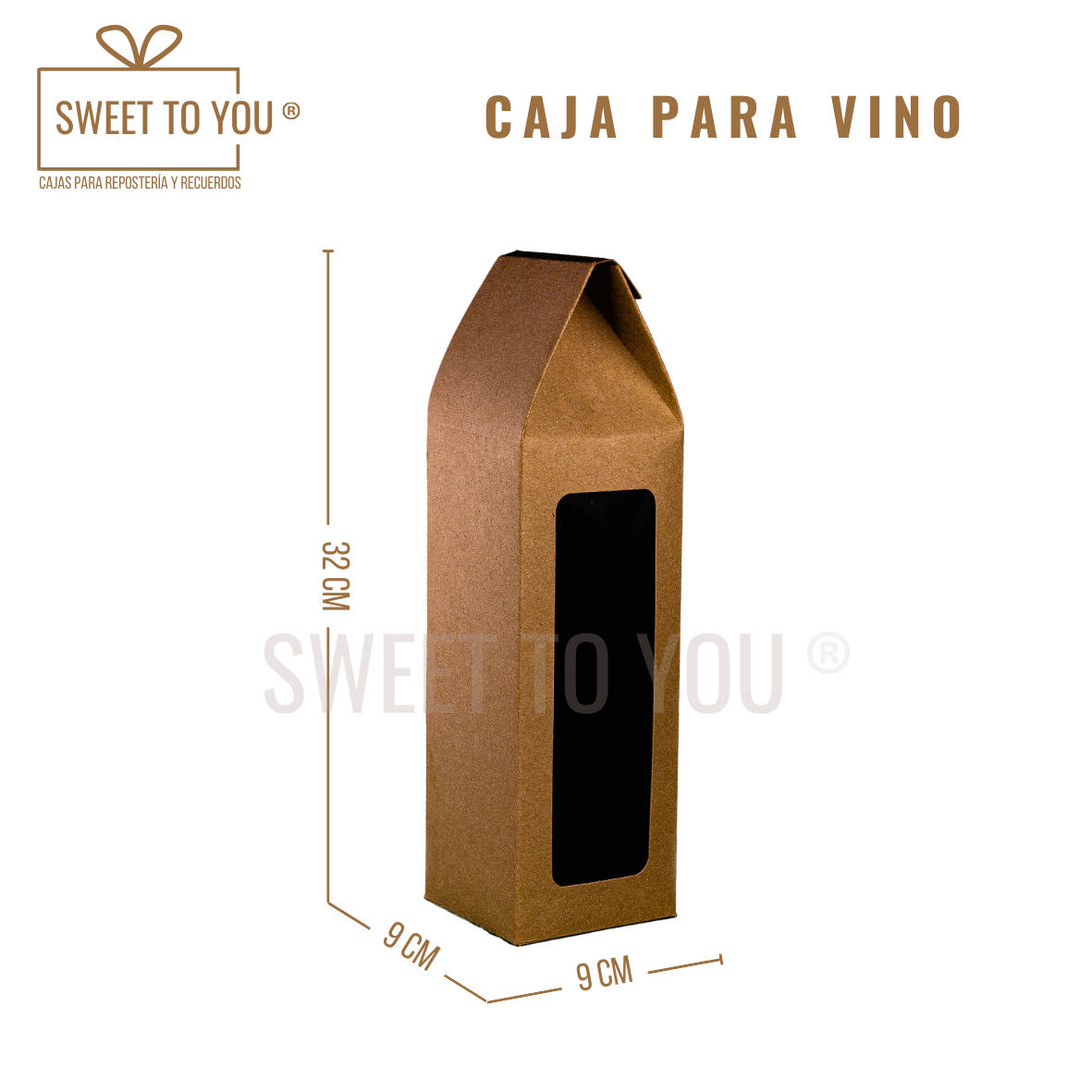 Caja para Botella de Vino | Kraft | 32*9*9 cm