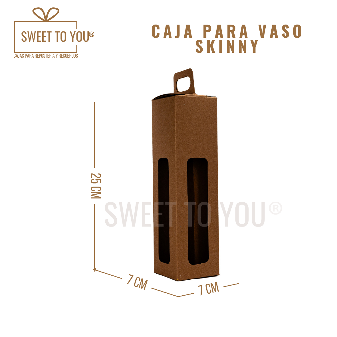 Caja para Vaso Skinny Con Asa | 11 Onz | Kraft | 25*7*7 cm