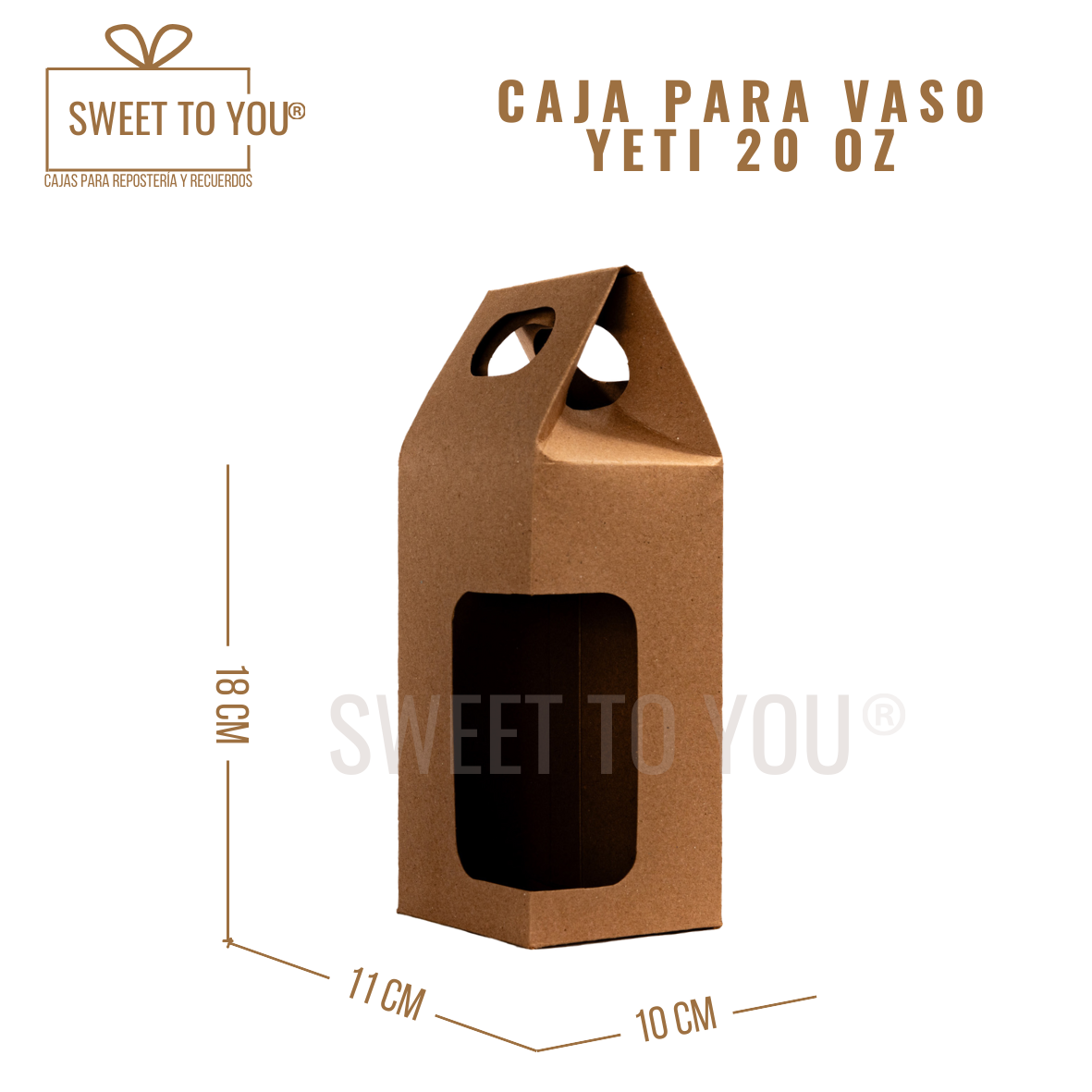 Caja para Vaso Tipo Yeti | 20 Onz | Kraft | 18*9*9 cm