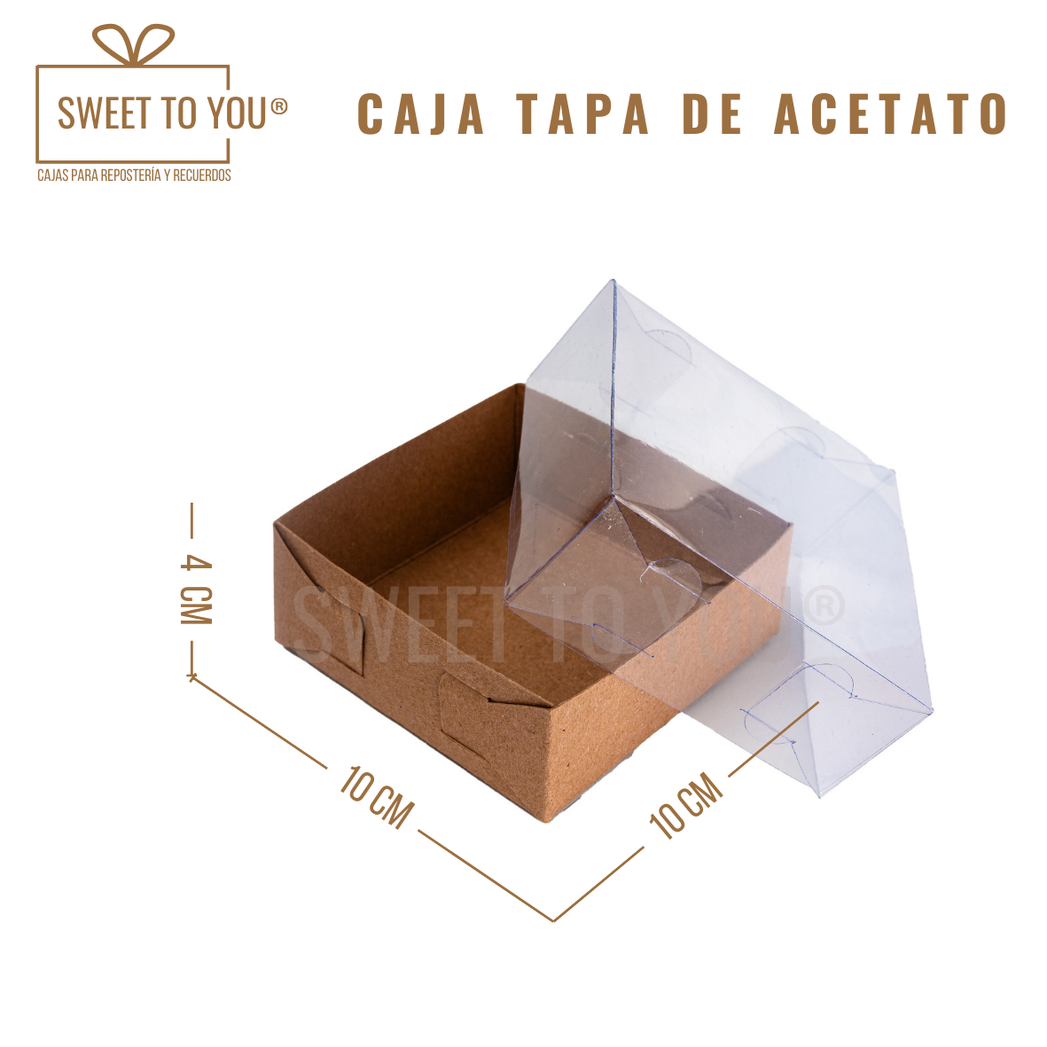 Caja con Tapa de Acetato | Kraft | 10*10*4 cm