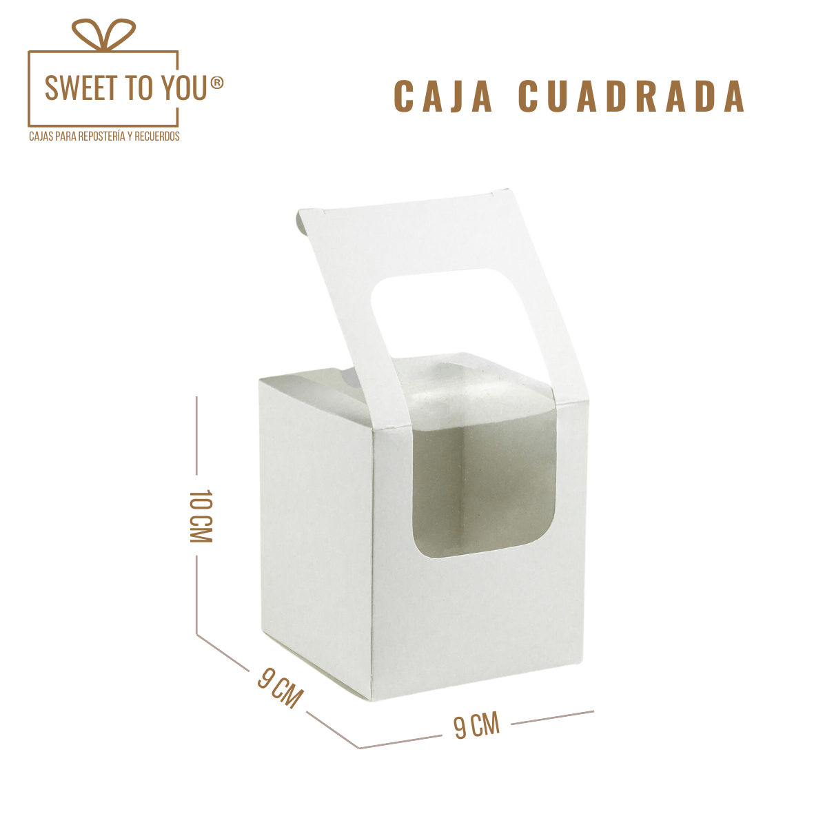 Caja Cuadrada Ventana Larga | Blanca | 9*9*10 cm