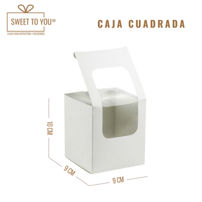 Caja Cuadrada | Acetato Largo | Blanca | 9*9*10 cm