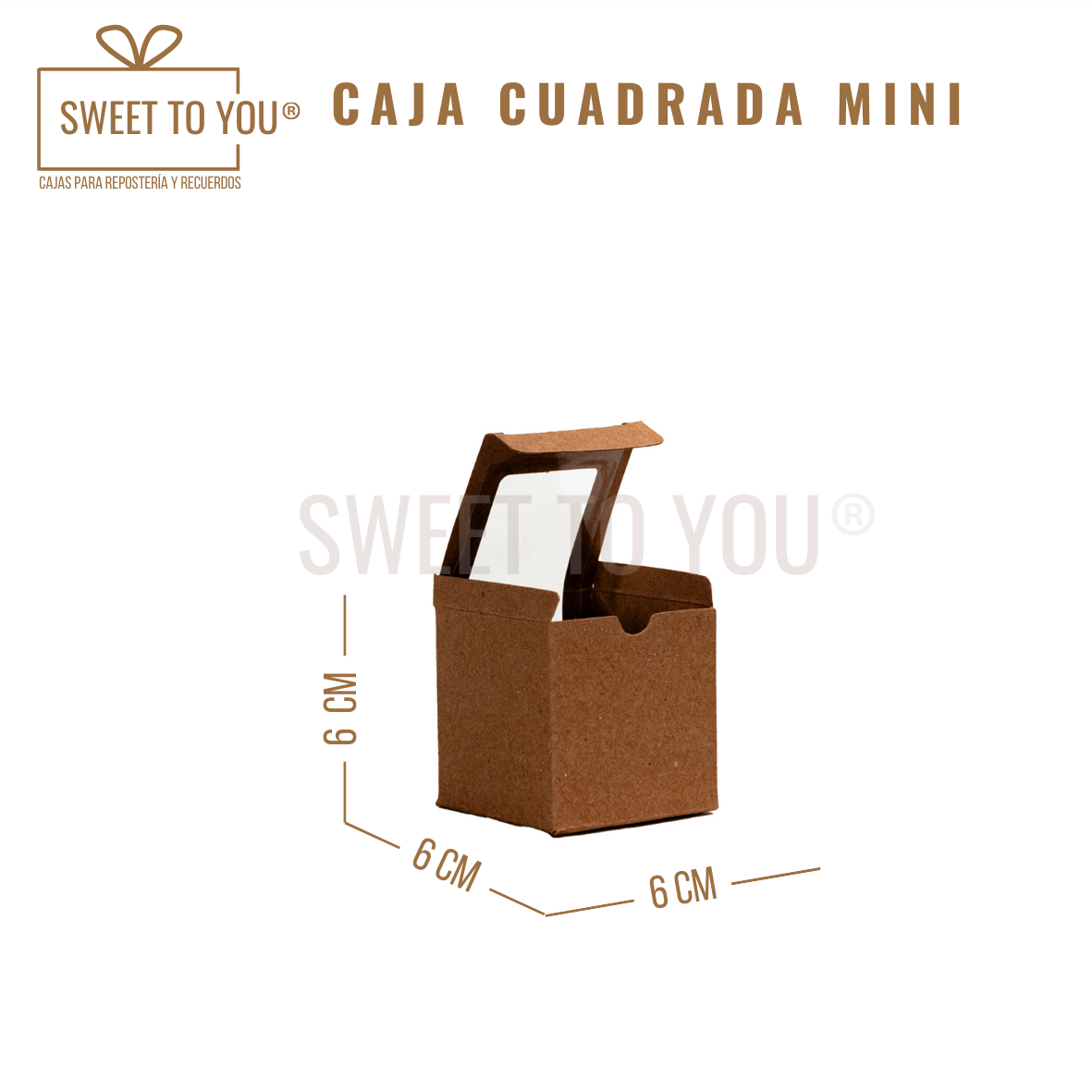 Caja Cuadrada Ventana Larga | Kraft | 6*6*6 cm