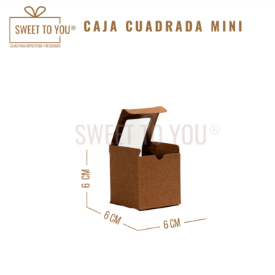 Caja Cuadrada Mini | Acetato Largo | Kraft | 6*6*6 cm
