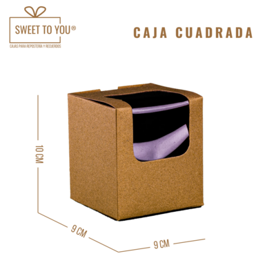 Caja Cuadrada | Acetato Largo | Kraft | 9*9*10 cm
