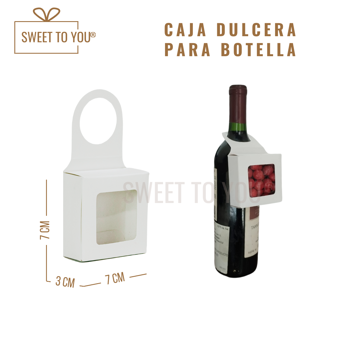 Caja Colgante Botella | Blanca | 7*7*3 cm