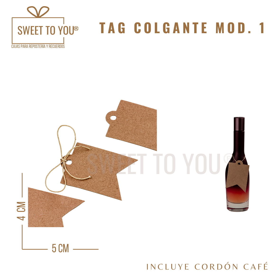 Tag | Mod. #1 | Kraft | 4*5 cm (Paq. 50 Piezas)