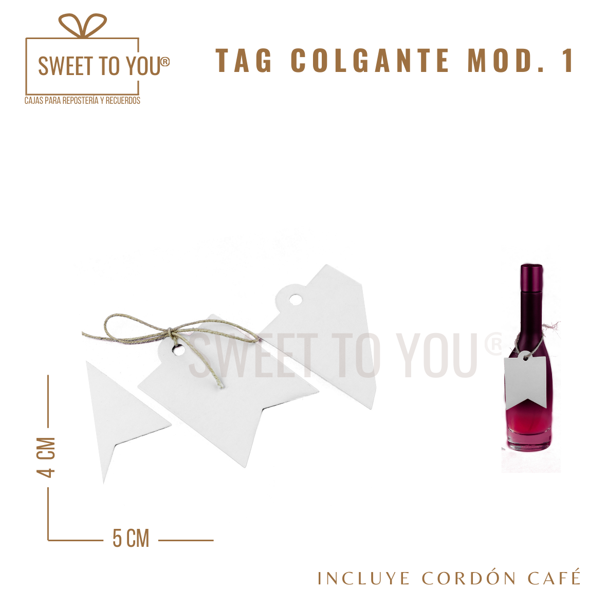 Paq. 50 Tag Colgante Mod #1 | B | 4*5 cm