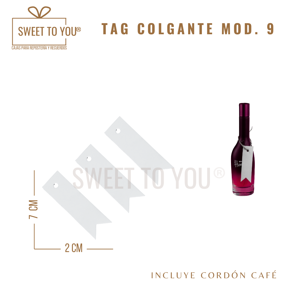 Paq. 50 Tag Colgante Mod #9 | B | 7*2 cm