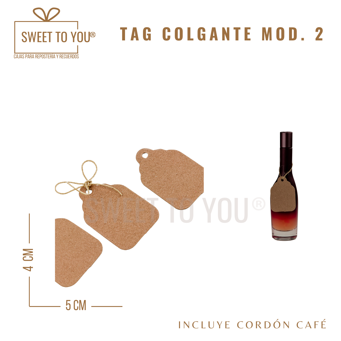 Paq. 50 Tag Colgante Mod #2 | K | 4*5 cm