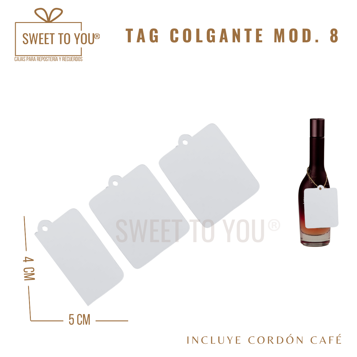Paq. 50 Tag Colgante Mod #8 | B | 4*5 cm
