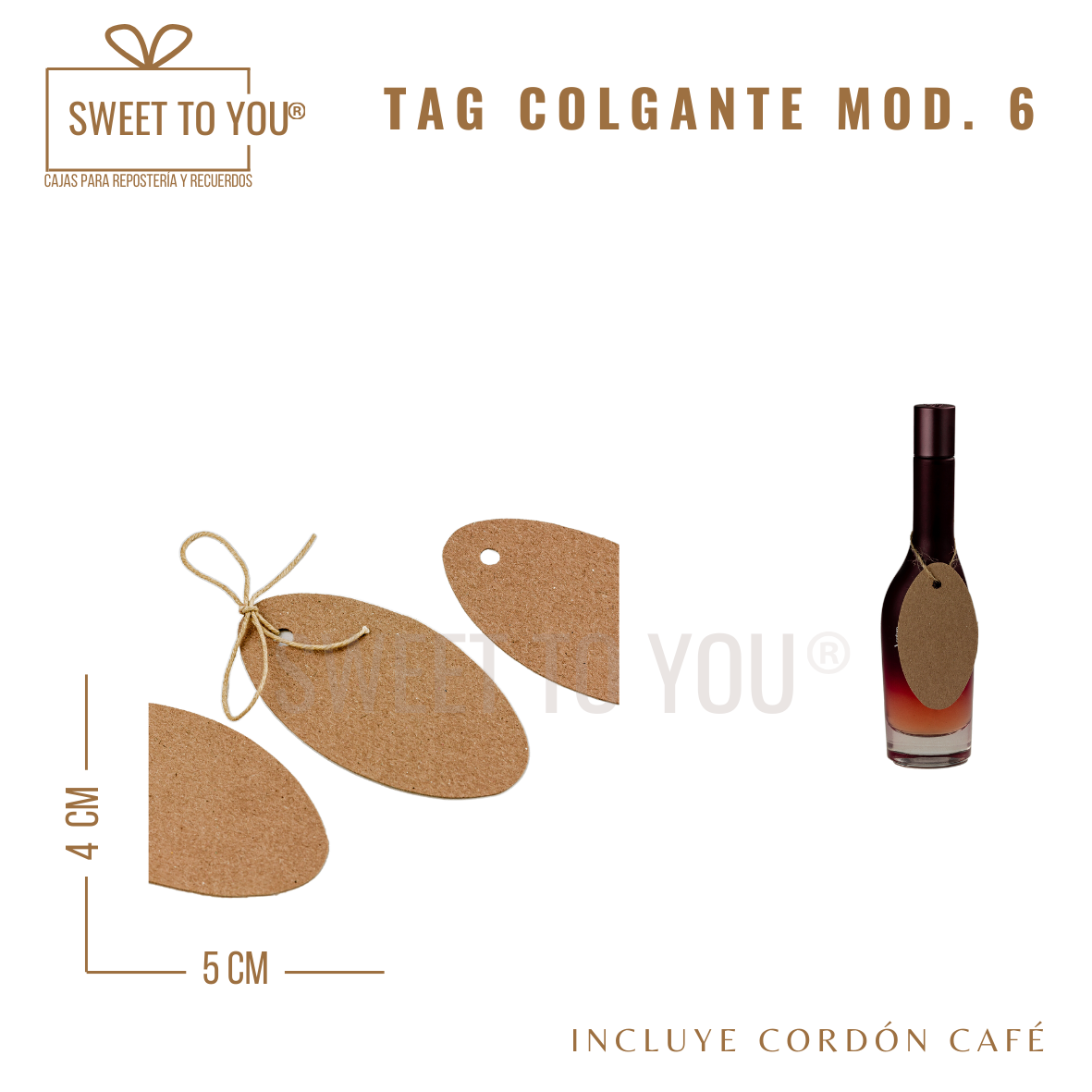 Paq. 50 Tag Colgante Mod #6 | K | 4*5 cm
