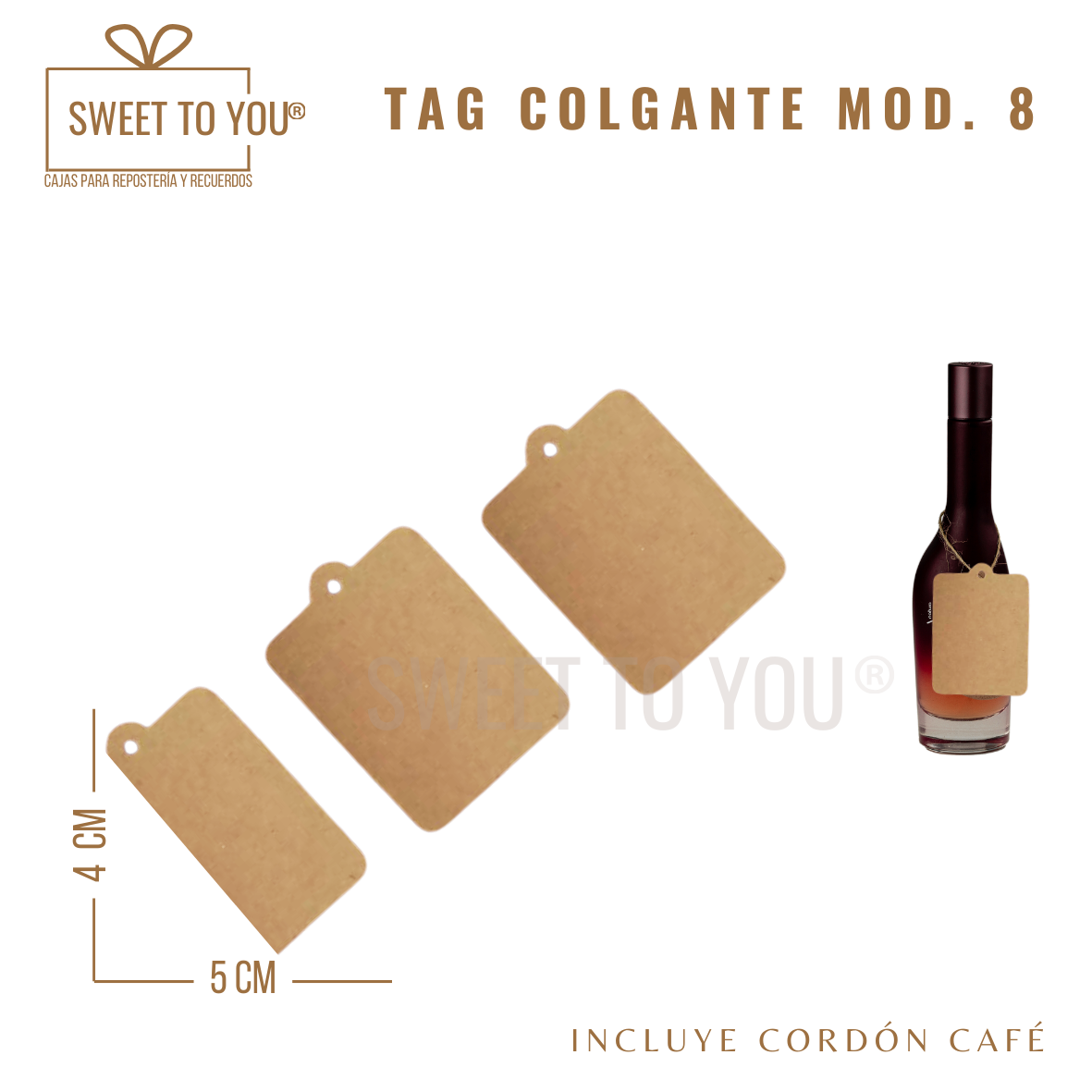 Paq. 50 Tag Colgante Mod #8 | K | 4*5 cm