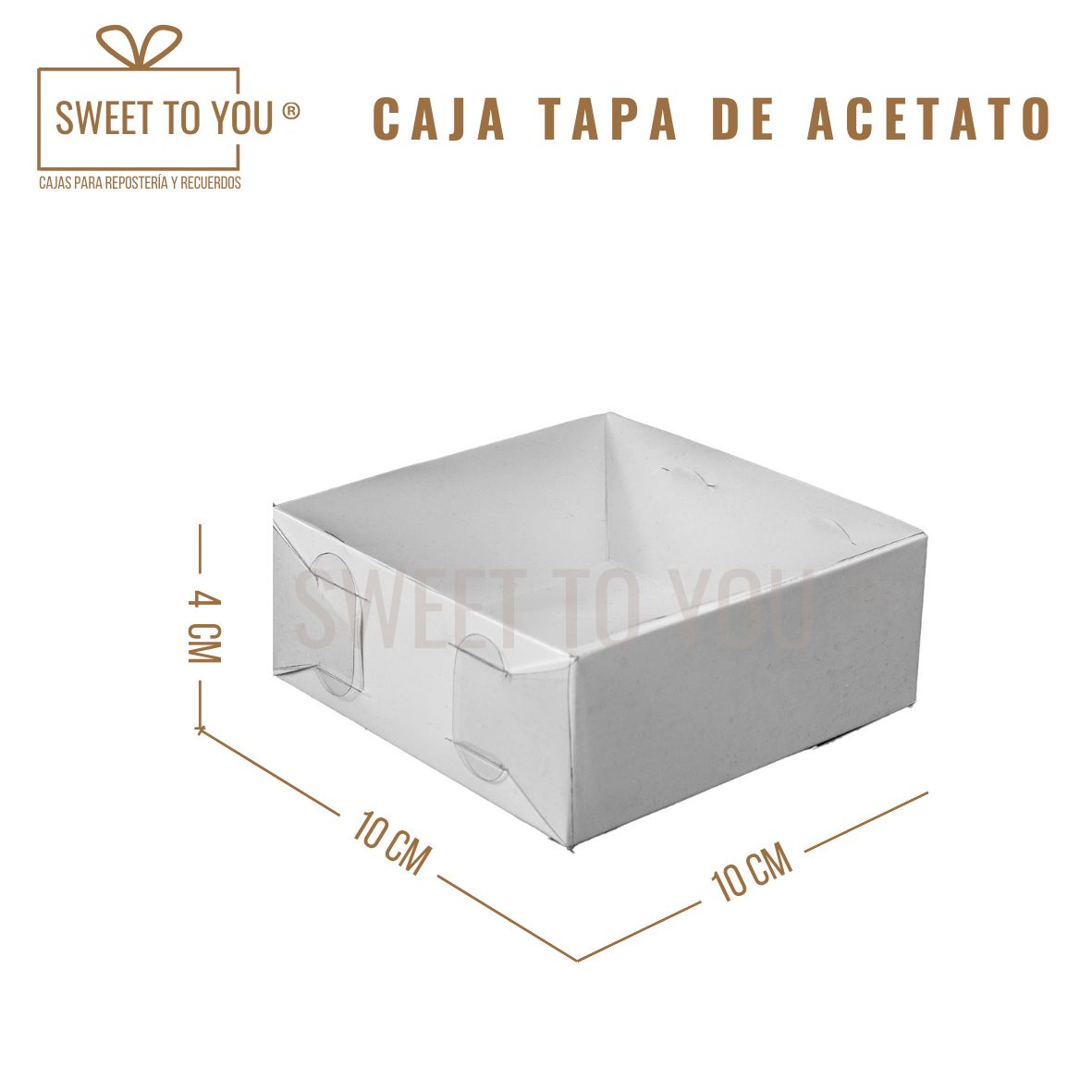 Caja con Tapa de Acetato | Blanca | 10*10*4 cm