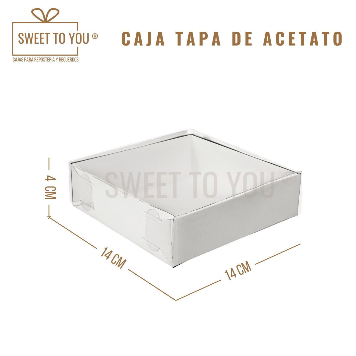 Caja con Tapa de Acetato | Blanca | 14*14*4 cm