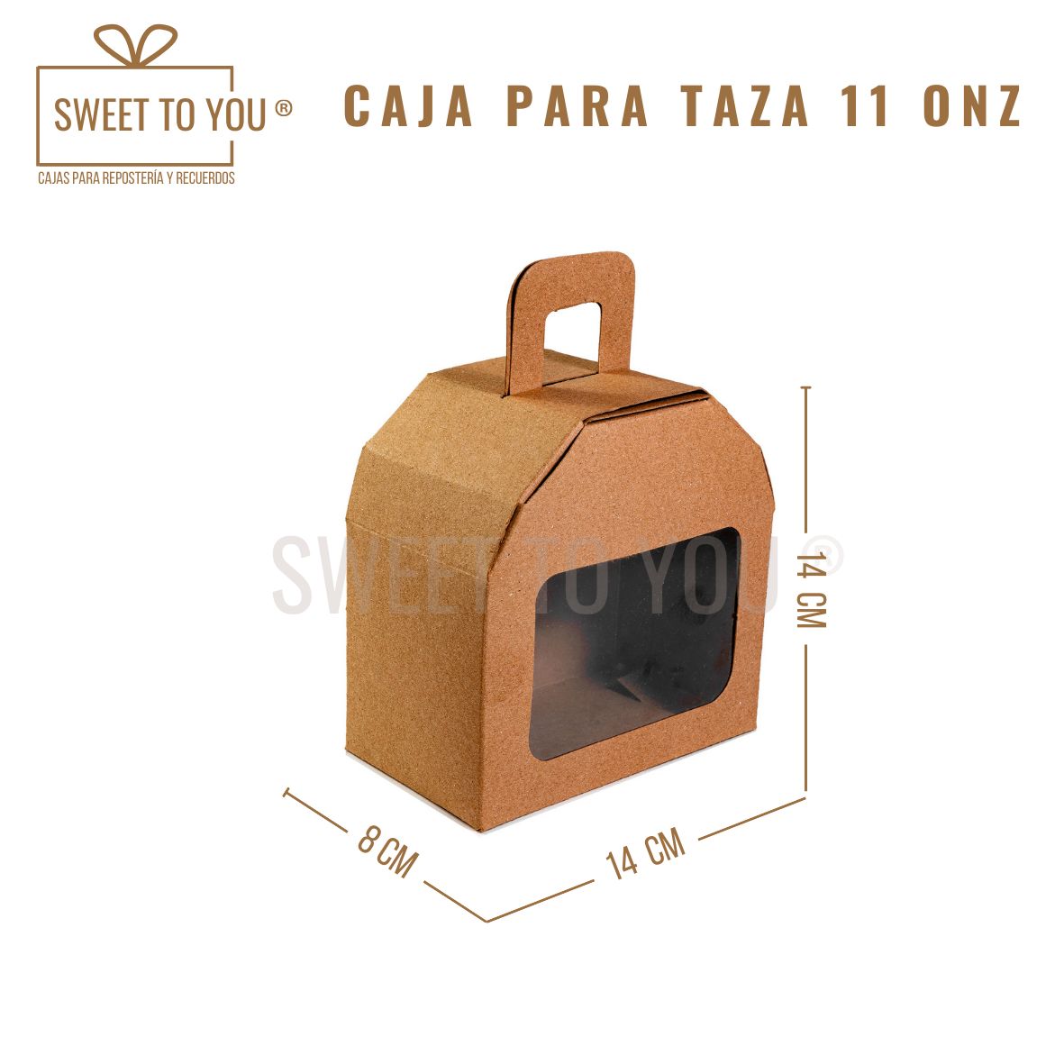 Caja para Taza 11 Onz | Kraft | 14*14*8 cm