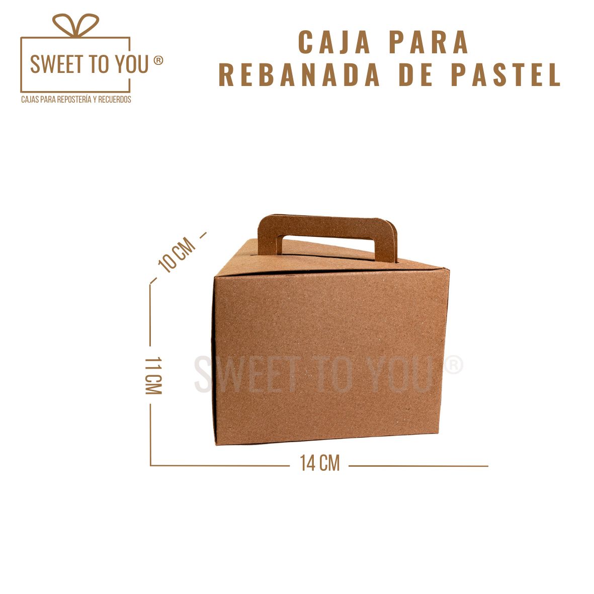 Caja Rebanada De Pastel | Asa |  Kraft | 11*14*10 cm