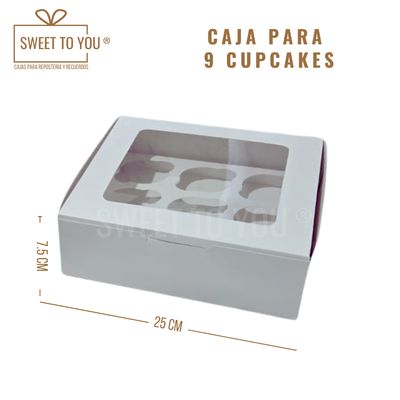 Caja Cupcake | 9 Cavidades | Blanco | 25*25*7.5 cm