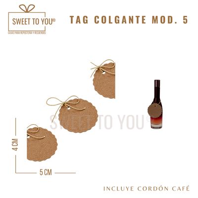 Paq. 50 Tag Colgante Mod #5 | Blanca | 4x5 cm