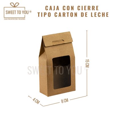 Caja Tipo Cartón de Leche | Kraft | 14*7*4 cm