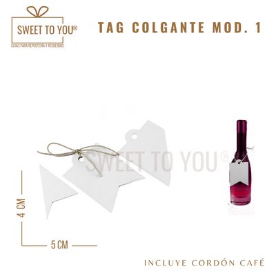 Paq. 50 Tag Colgante Mod #1 | Blanca | 4x5 cm