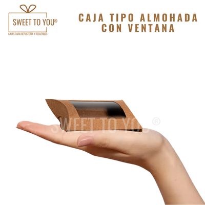 Caja Almohada Con Ventana | Kraft | 12*7*2 cm