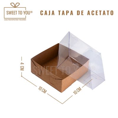 Caja con Tapa de Acetato | Kraft | 10*10*4 cm