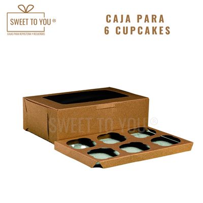 Caja Cupcake | 6 Cavidades | Kraft | 24*16*7.5 cm