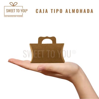 Caja Almohada Con Asa | Kraft | 10*6*2 cm