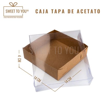 Caja con Tapa de Acetato | Kraft | 14*14*4 cm