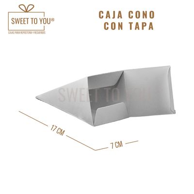 Caja Cono con Tapa | Blanco | 17*7 cm