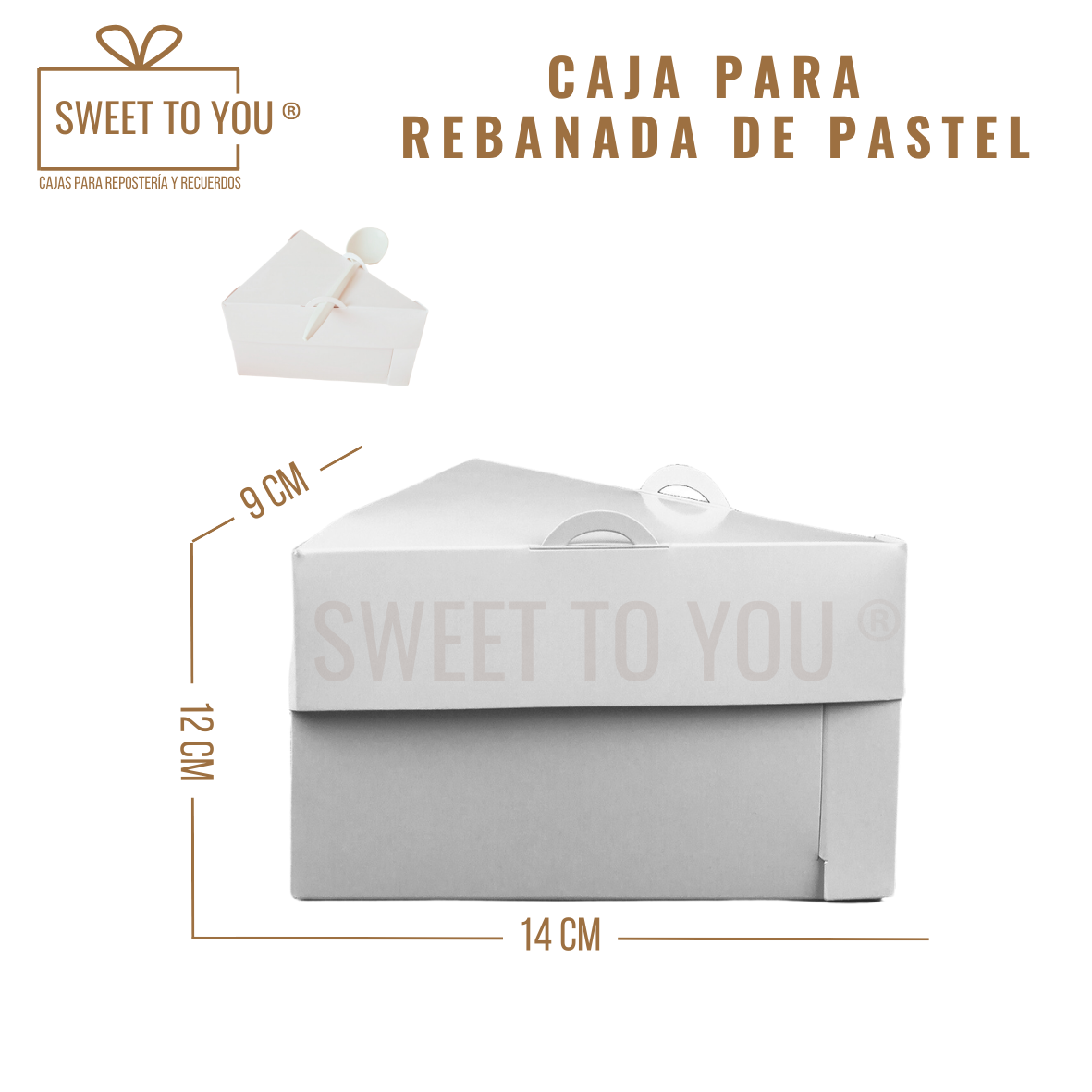 Caja Rebanada De Pastel | Blanca | 14x12x9