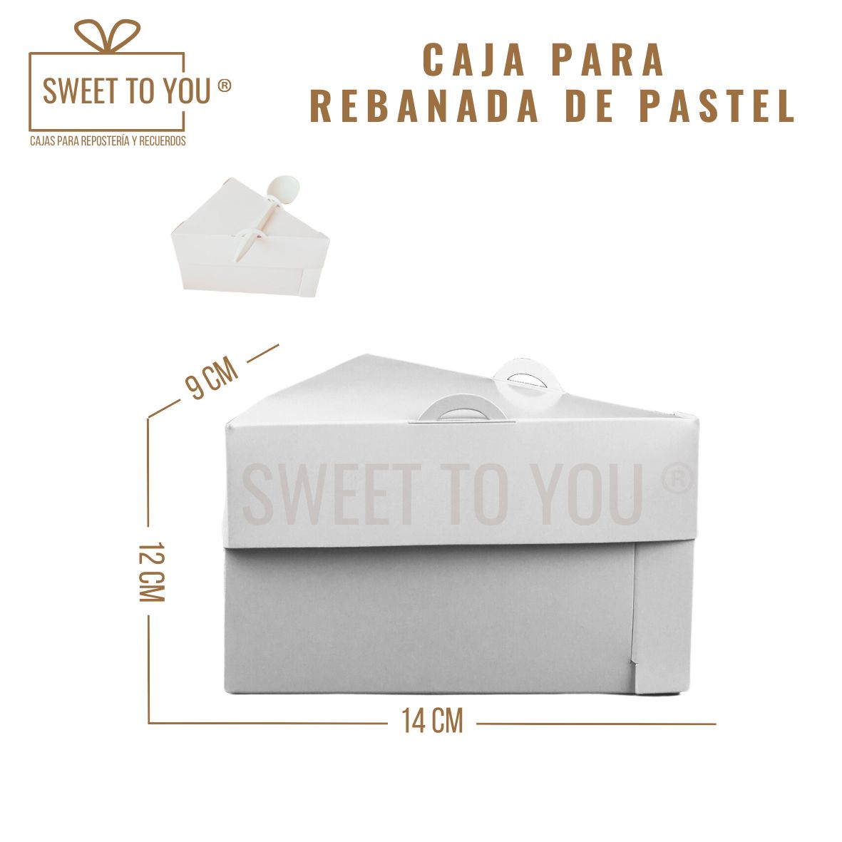 Caja Rebanada De Pastel | Blanca | 14x12x9