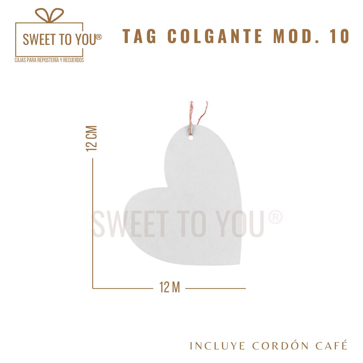 Paq. 25 Tag Colgante Mod #10 | Blanca | 12x12 cm
