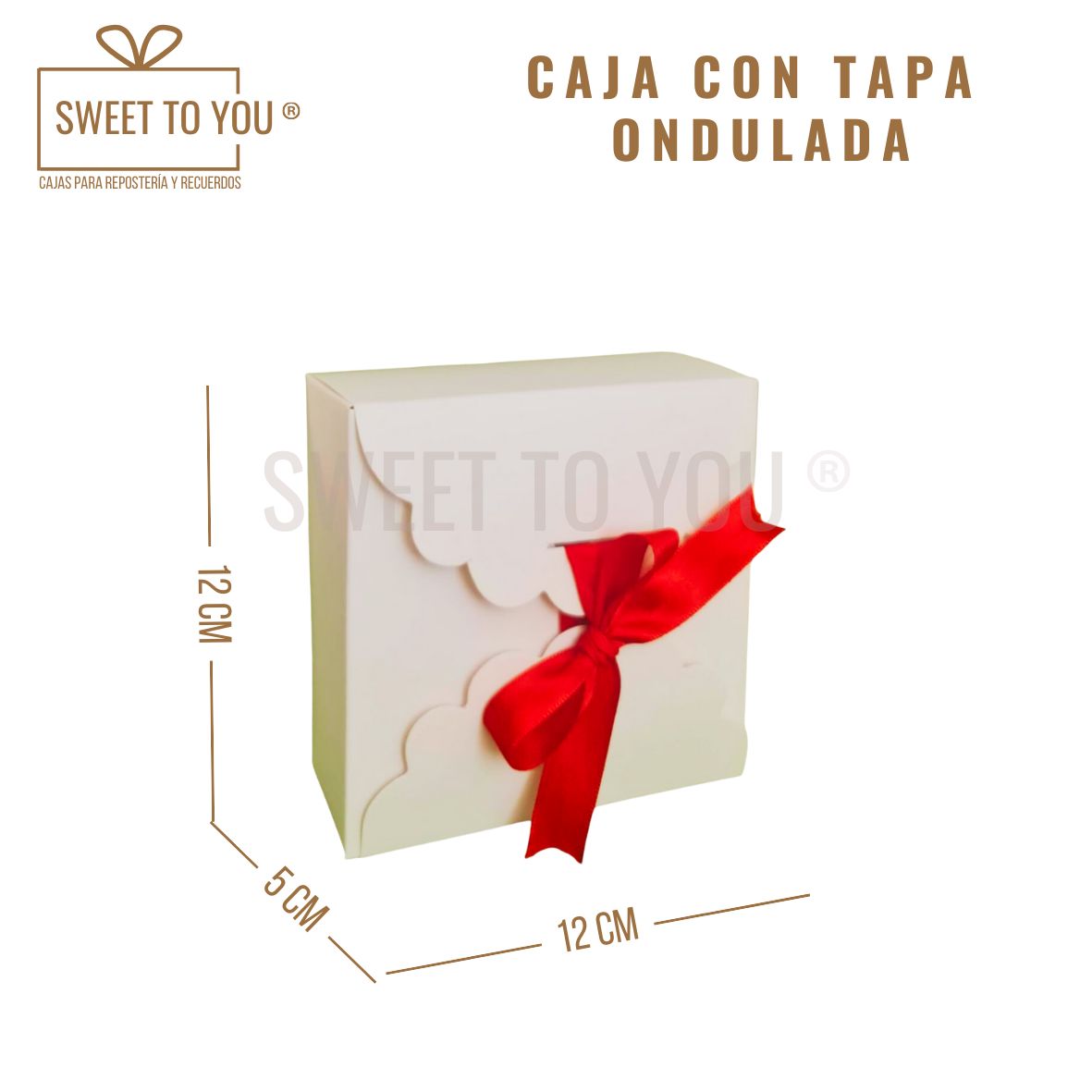 Caja Tapa Ondulada | Blanca |12x12x5  cm